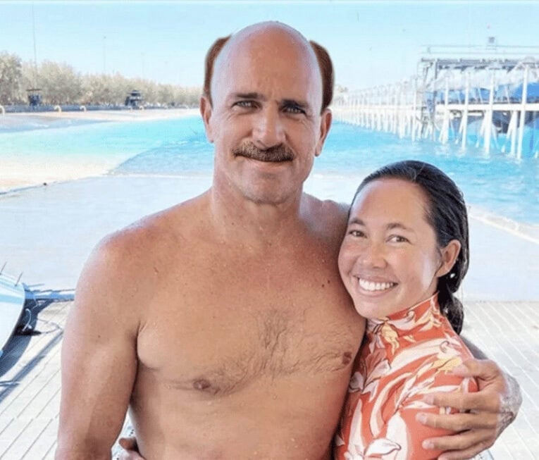 Kelly Slater (left) and longtime girlfriend Kalani Miler.